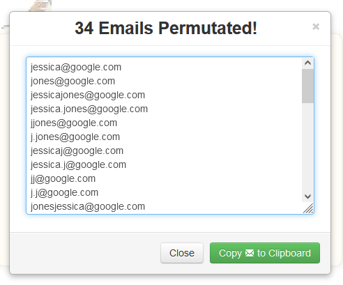 Email Address By Domain Name: email permutator results