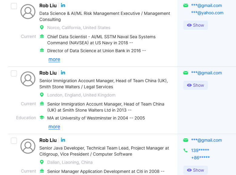 email address by gmail: contactout rob liu results