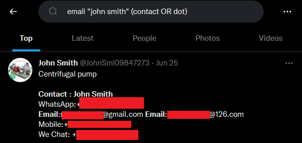 Email Address With Twitter: Twitter advance search results