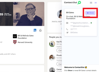 find address by LinkedIn: Bill Gates ContactOut Chrome Extension example results