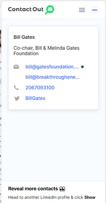 find address by LinkedIn: Bill Gates ContactOut Chrome Extension example 2
